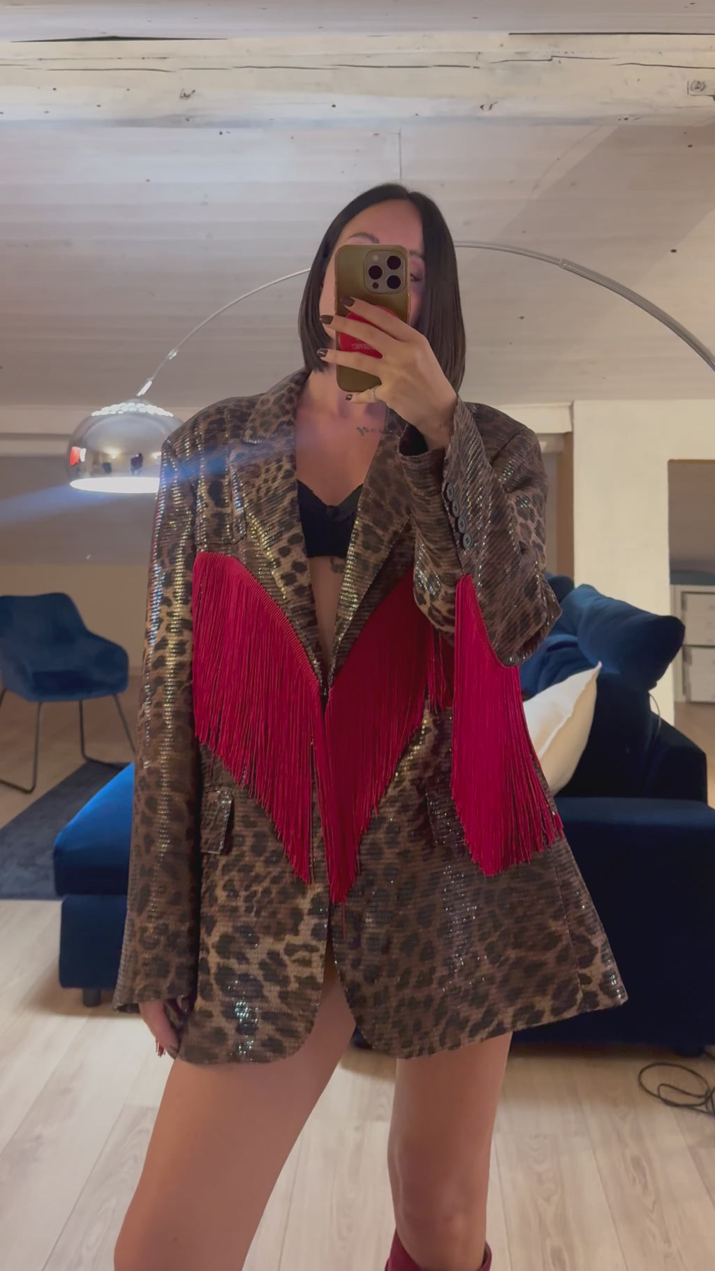 Blazer maculato frange